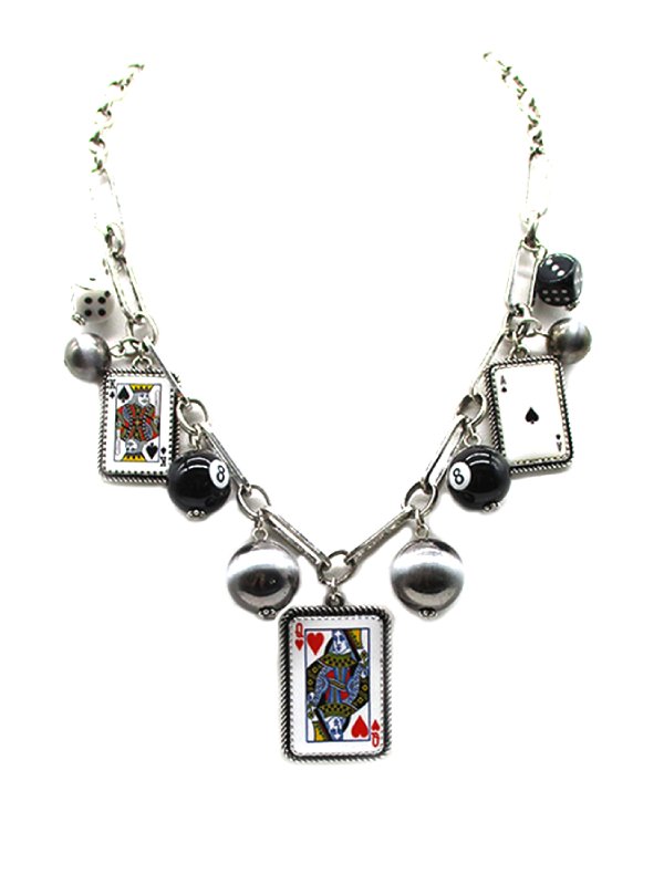 Western Casino Theme Charm Necklace