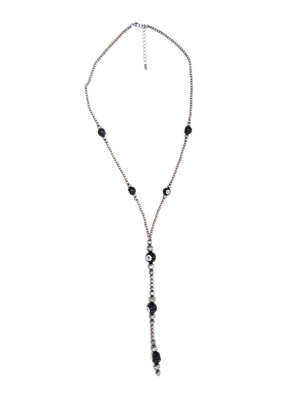 Long 8Ball Y Neck Navajo Pearl Necklace