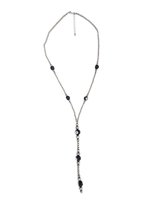 Long 8Ball Y Neck Navajo Pearl Necklace