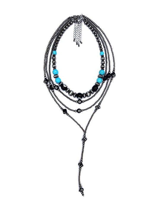 4 Layered 8 Ball Y Neck Navajo Pearl Necklace