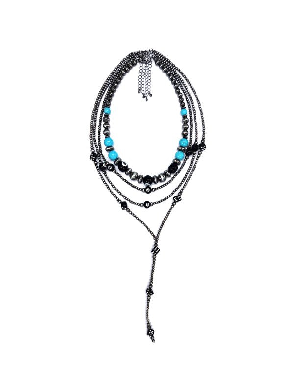 Western 4 Layered 8 Ball Dice Navajo Pearl Necklace