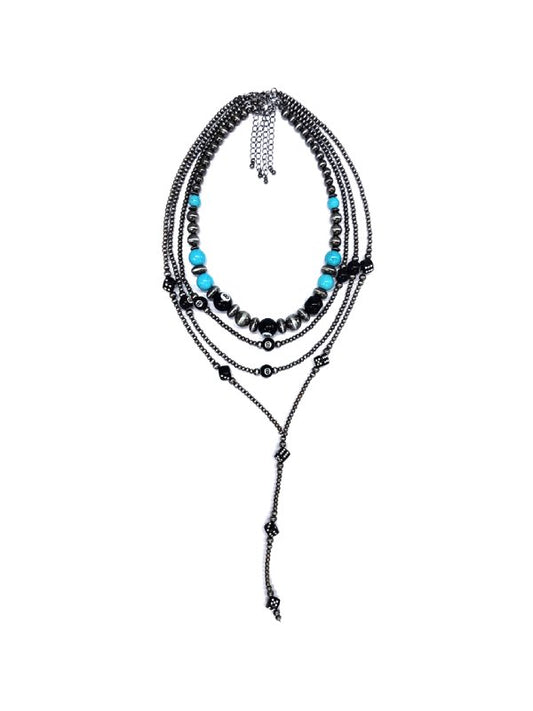 Western 4 Layered 8 Ball Dice Navajo Pearl Necklace