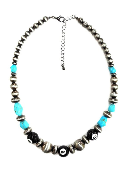 8Ball Navajo Pearl Turquoise Necklace