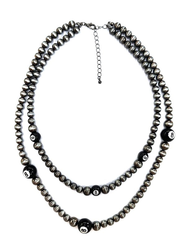 2 Layered 8Ball Navajo Pearl Necklace