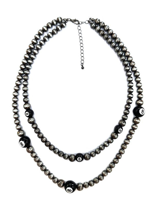 2 Layered 8Ball Navajo Pearl Necklace