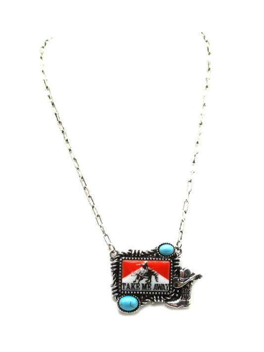 Western Cowboy Portrait Pendant Necklace