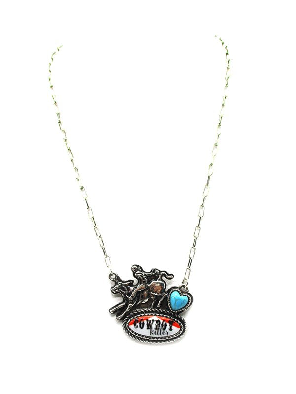 Western Cowboy Killer Horse Riding Pendant Necklace