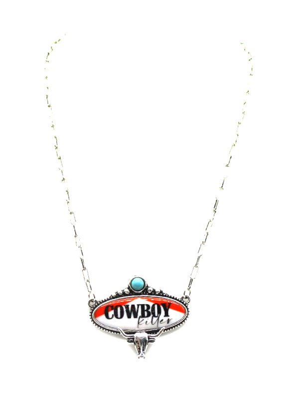 Western Cowboy Killer Steerhead Pendant Necklace