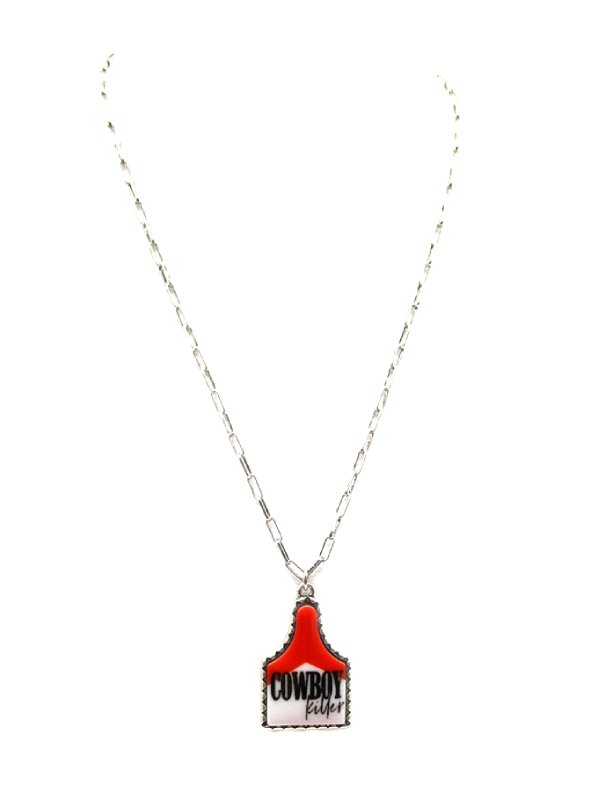 Western Cowboy Killer Cattle Tag Pendant Necklace