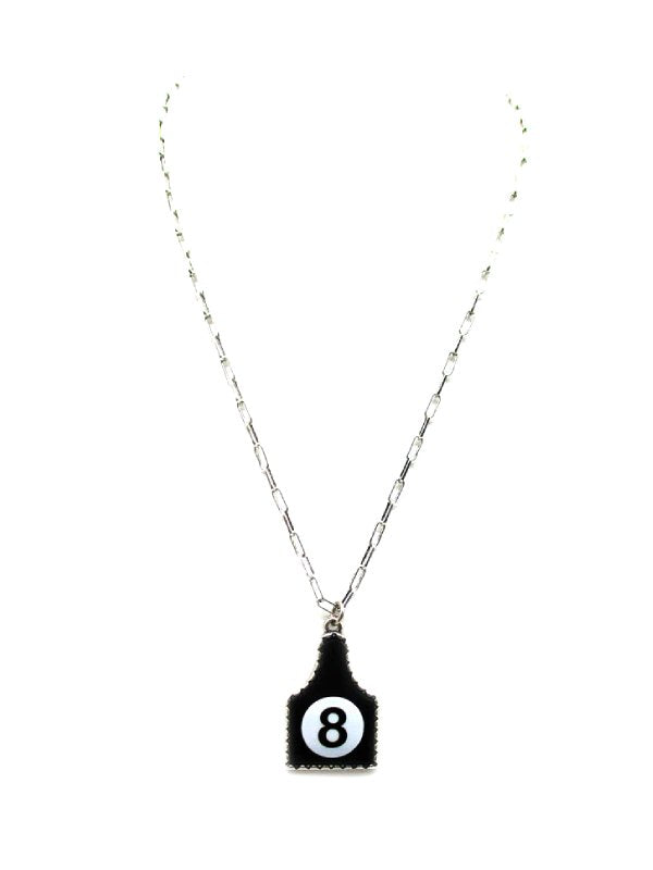 8 Ball Cattle Tag Pendant Necklace