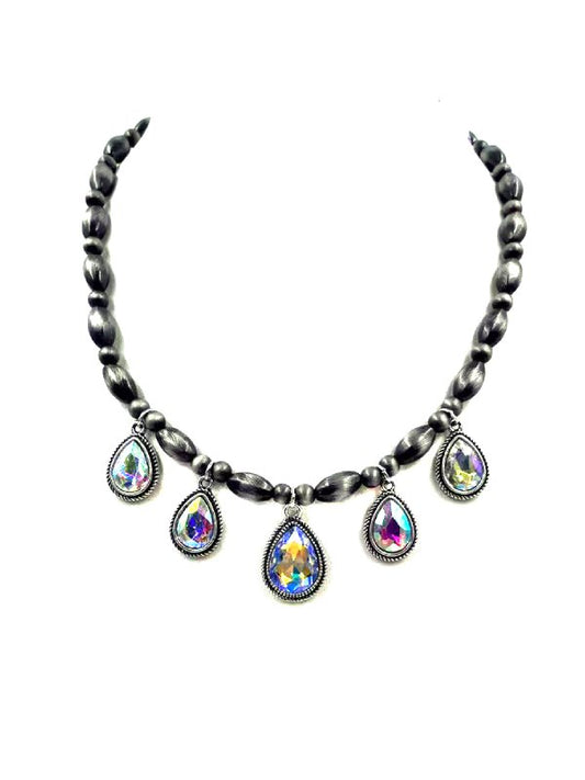Western Teardrop AB Stone Navajo Pearl Necklace