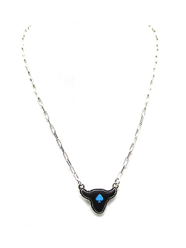 Western Black Spade Steerhead Necklace