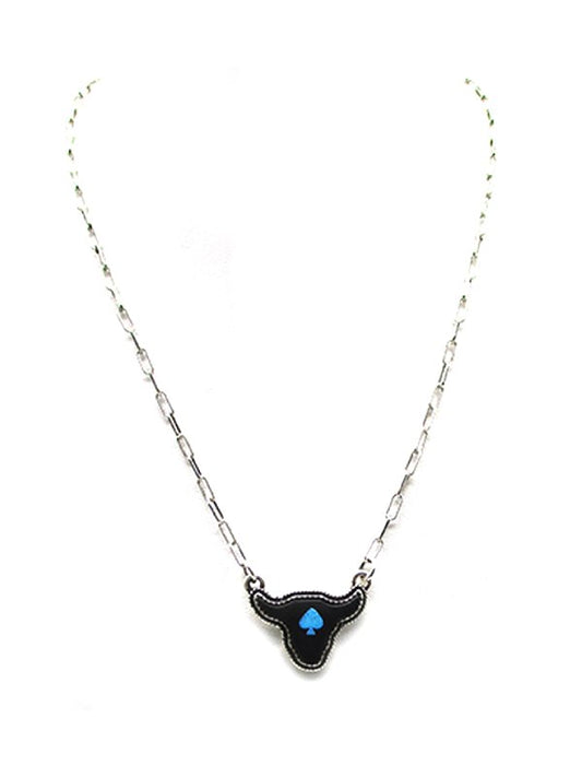 Western Black Spade Steerhead Necklace
