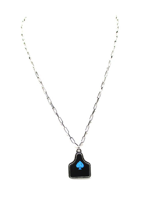 Western Black Spade Cattle Tag Necklace