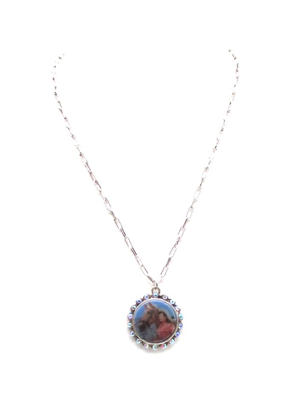 Western Round Portrait Pendant Necklace