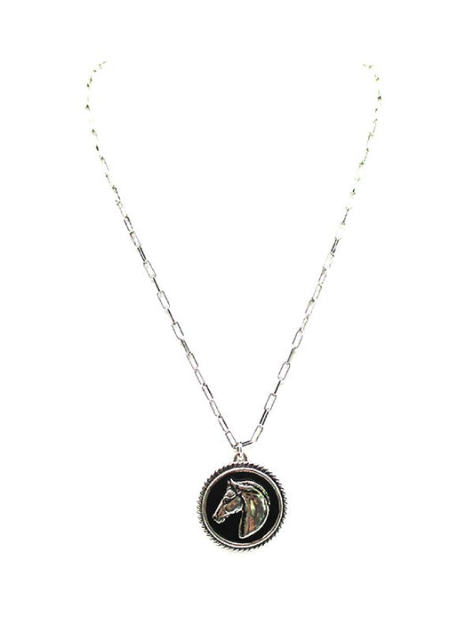 Western Horse Head Portrait Pendant Necklace