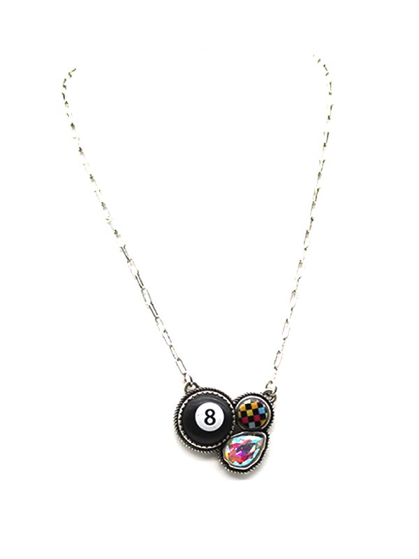 8 Ball Rainbow Checker Necklace