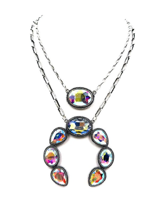 Western AB Stone 2 Layered Naja Necklace