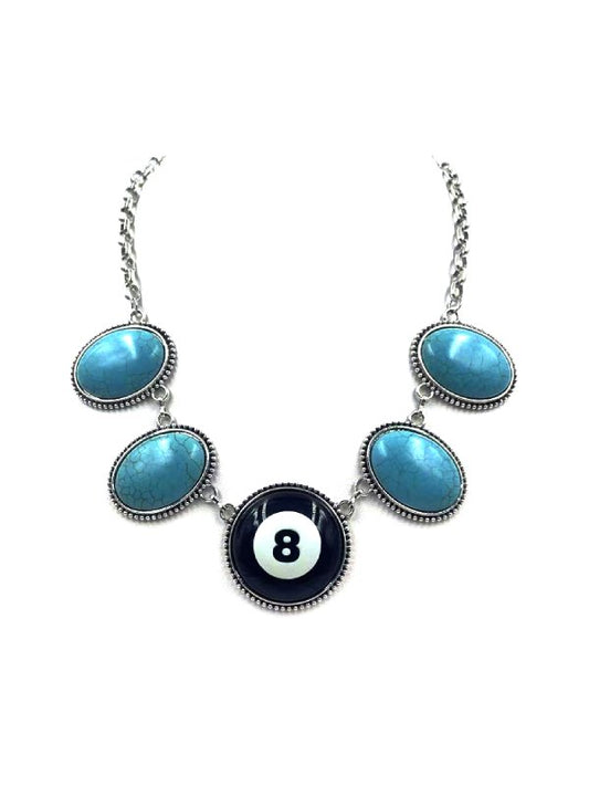 Western 8 Ball Oval Turquoise Necklace