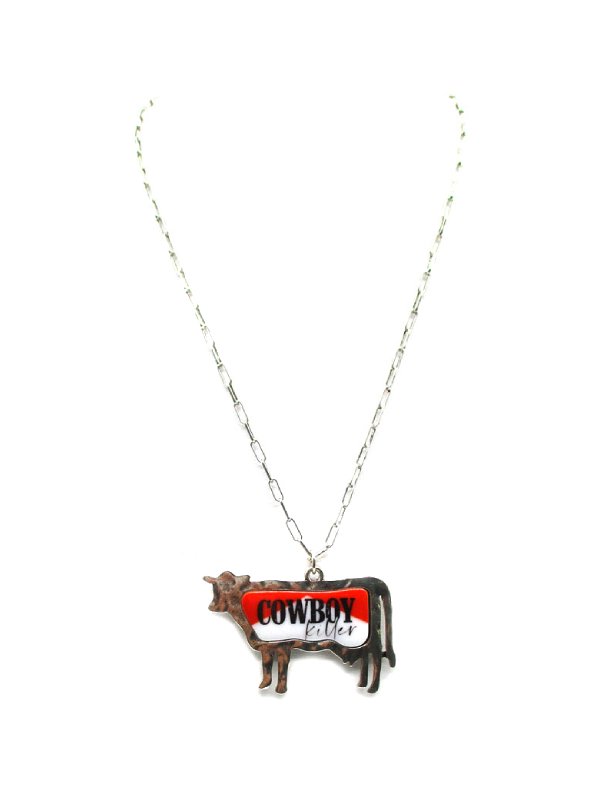 Western Cowboy Killer Cow Pendant Necklace