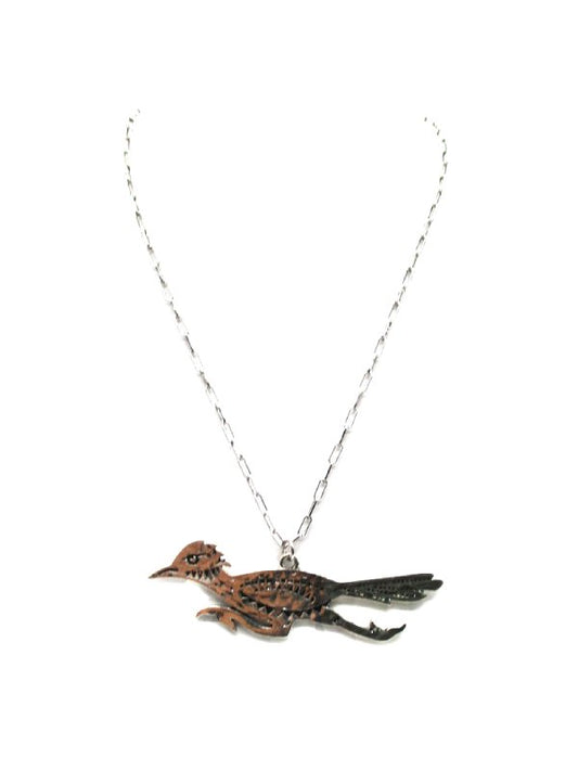 Western Etched Road Runner Necklace