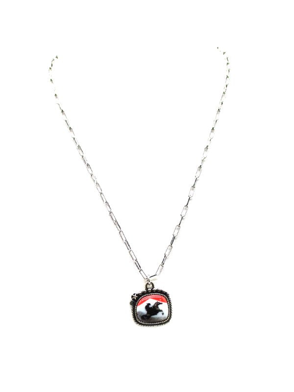 Western Cowboy Portrait Pendant Necklace