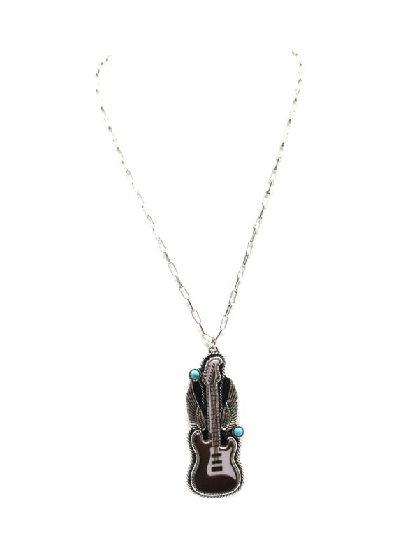 Western Electric Guitar Pendant Necklace