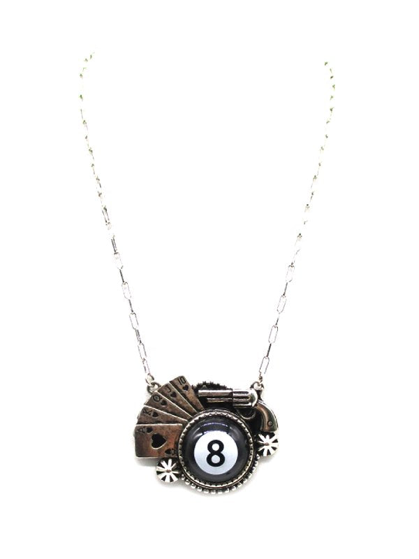 8 Ball Poker Theme Pendant Necklace