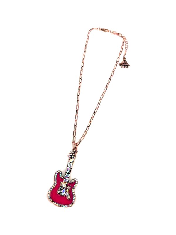 Western Guitar AB Stone Pendant Necklace