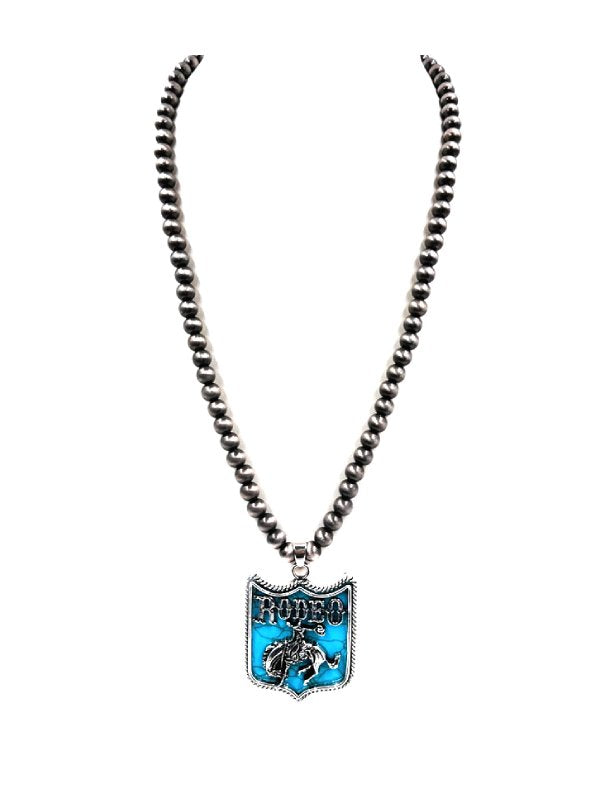 Western Turquoise Rodeo Navajo Pearl Necklace