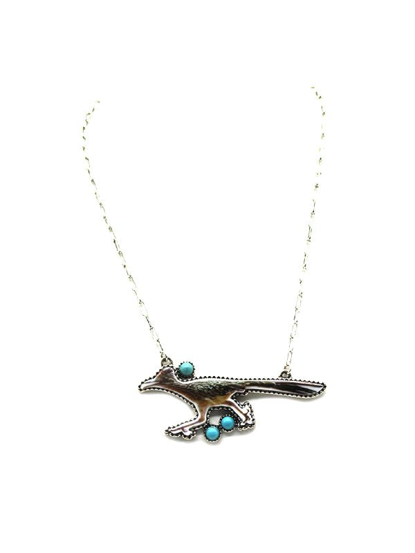 Western Road Runner Turquoise Pendant Necklace