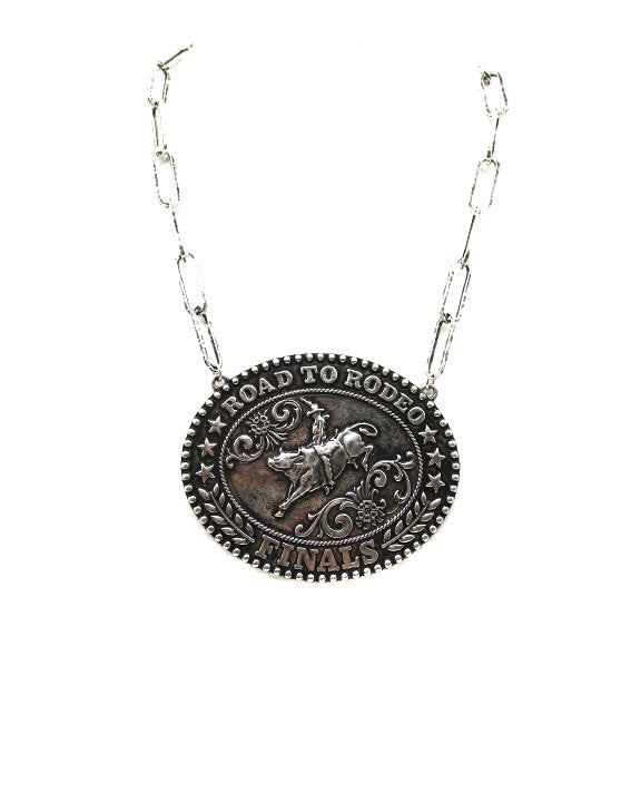 Western Large Road To Rodeo Pendant Necklace