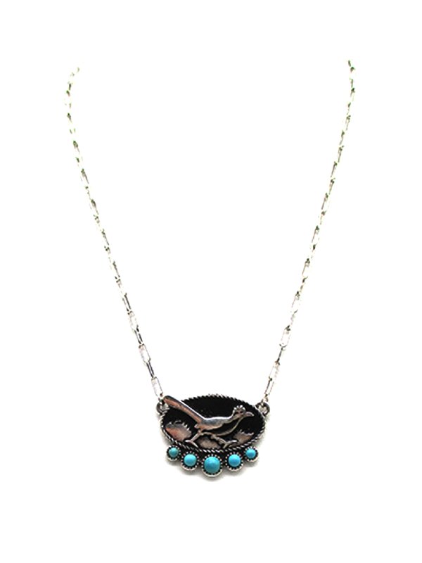Western Road Runner Turquoise Necklace