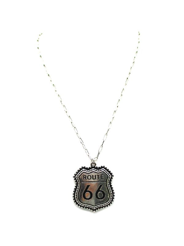 Western Route 66 Sign Necklace