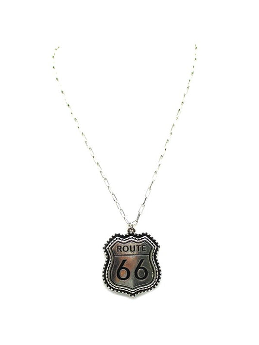 Western Route 66 Sign Necklace