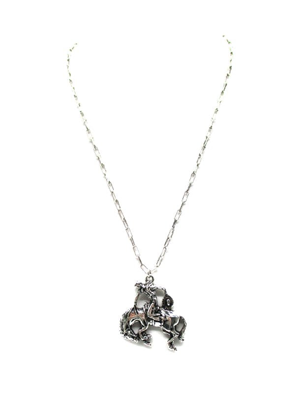 Western Horse Riding Pendant Necklace