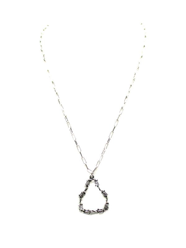 Western Barbed Wire Cattle Tag Pendant Necklace