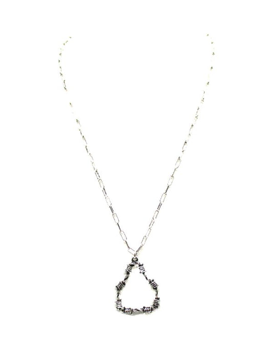 Western Barbed Wire Cattle Tag Pendant Necklace