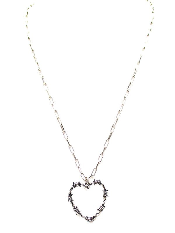 Western Barbed Wire Heart Pendant Necklace