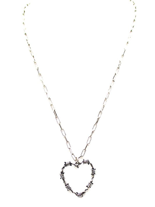 Western Barbed Wire Heart Pendant Necklace