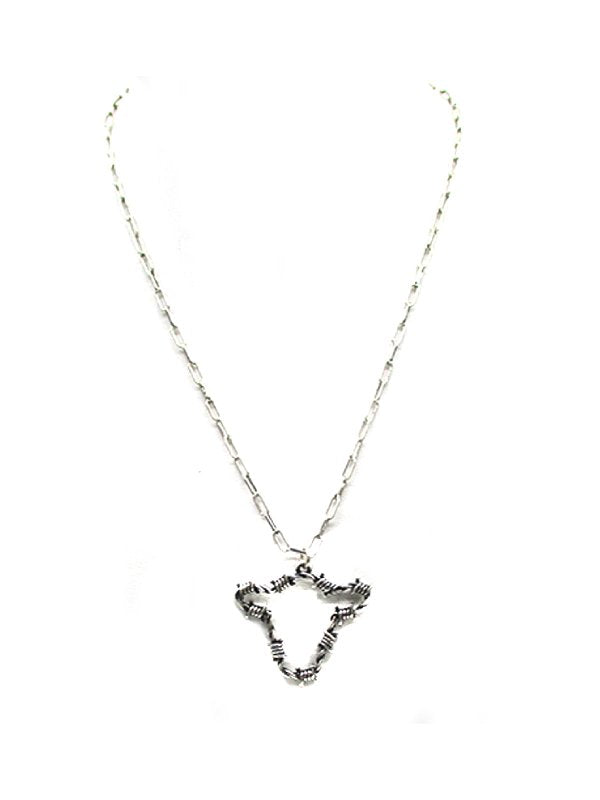 Western Barbed Wire Cow Head Pendant Necklace