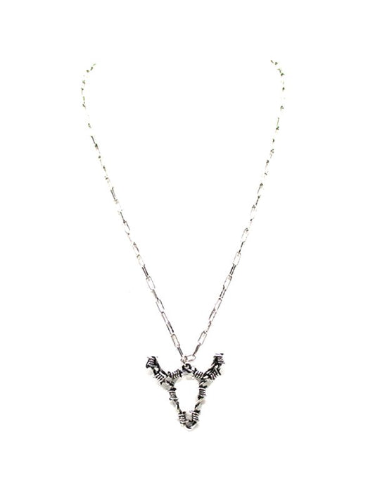Western Barbed Wire Steerhead Pendant Necklace