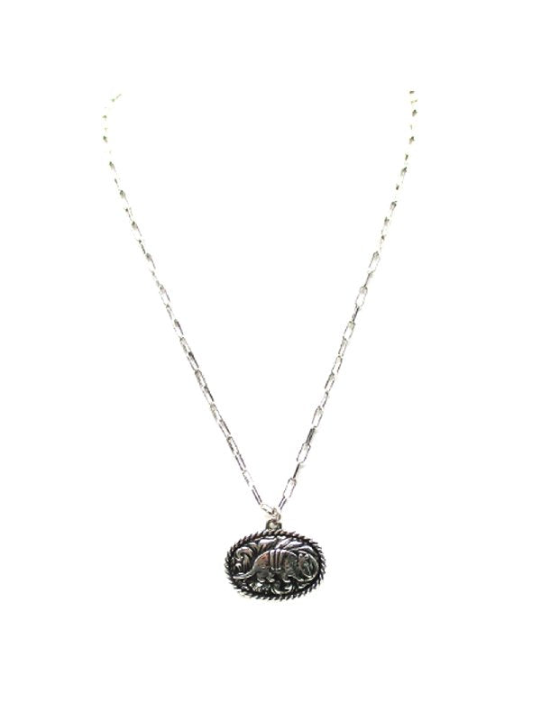 Western Small Oval Armadillo Pendant Necklace