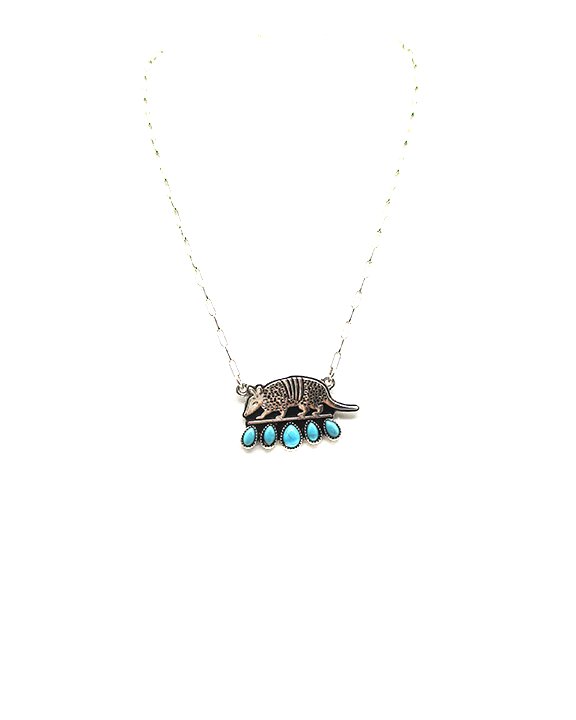 Western Armadillo Turquoise Pendant Necklace