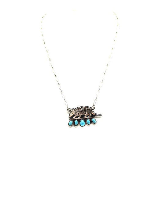Western Armadillo Turquoise Pendant Necklace
