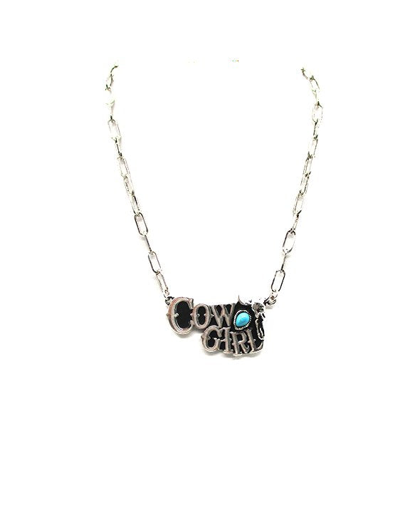 Western Cow Girl Pendant Necklace