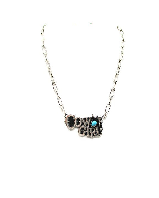 Western Cow Girl Pendant Necklace