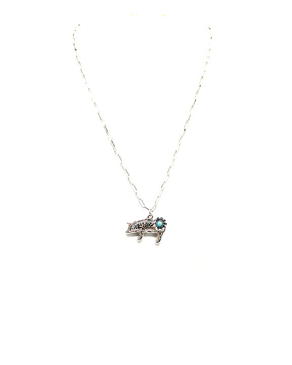 Western Dainty Pig Pendant Necklace
