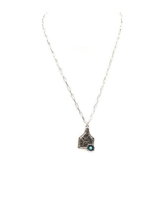 Western Dainty Cattle Tag Pendant Necklace