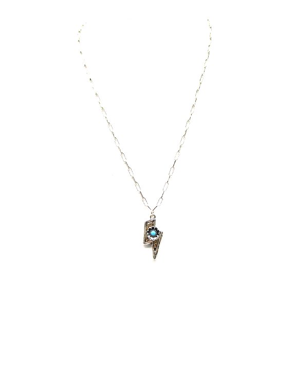 Western Two Tone Dainty Lighting Bolt Pendant Necklace